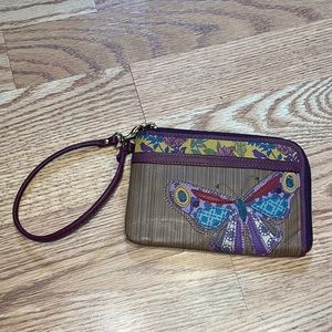 genuine leather butterfly Fossil wristlet